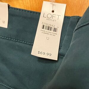 LOFT Deep Teal Pants. Size 12. Mid-Rise Skinny Ankle. NWT
